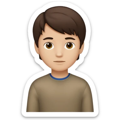 Dark brown hair, light bronw skined and is a boy sticker