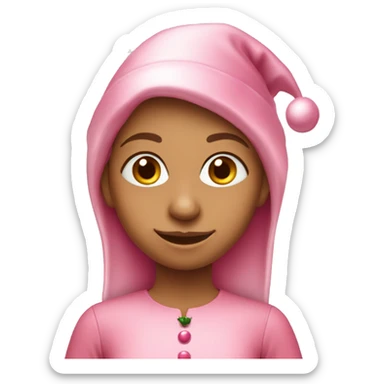 pink girl christmas elf sticker