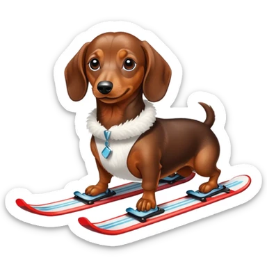 Weiner dog on skis sticker