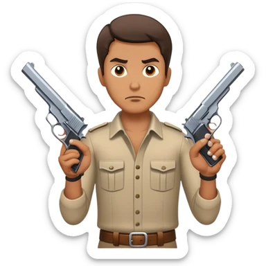 Man with pistols in both hands sticker