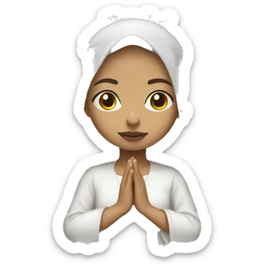 Light skin girl praying with lace white veil  sticker