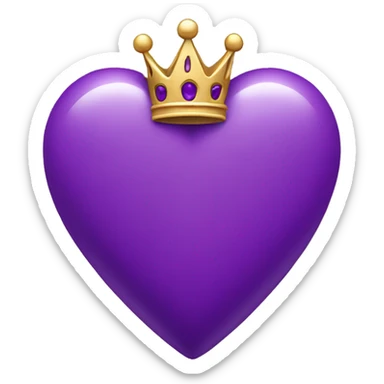 Purple heart with crown  sticker