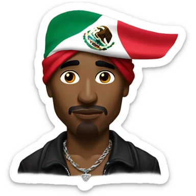 Tupac with Mexican flag  sticker