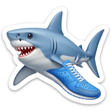Tiburón con zapatillas azules  sticker