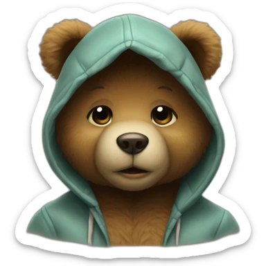 teddy bear in the hood sends a kiss. sticker