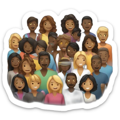 "Design silhouettes of diverse people with connections lighting up between them, set in a community gathering." sticker