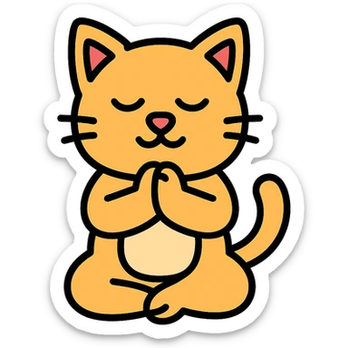 color outline icon style cat praying sticker