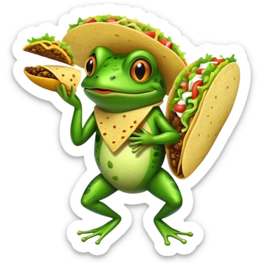 Frog eating an taco sticker