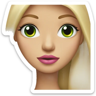 blonde girl with long straight hair, green eyes and pink lips send kisses sticker