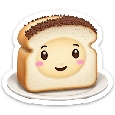 Slice of white bread on a white plate with chocolate sprinkles on top sticker