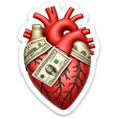 An anotomic heart composed of money. sticker