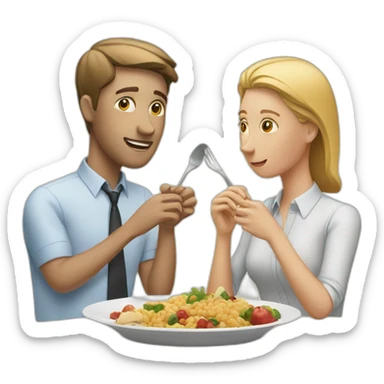 two white people are eating sticker