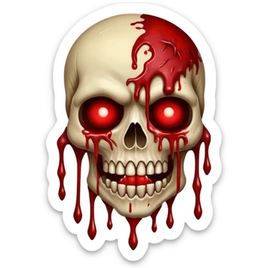 A Hideous mutated monster covered in rotton flesh and bloodin the style of your bleeding skull art, full body sticker