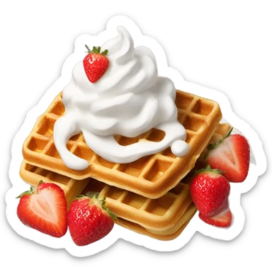 waffles with whip cream and strawberries sticker