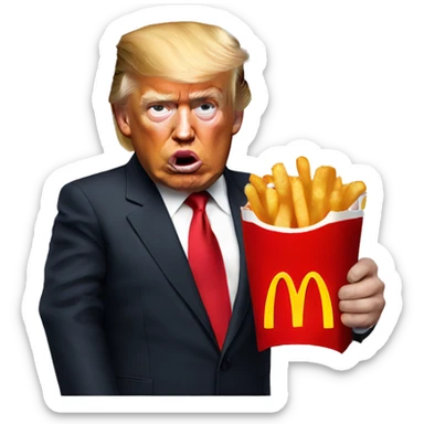 Trump eating McDonalds  sticker