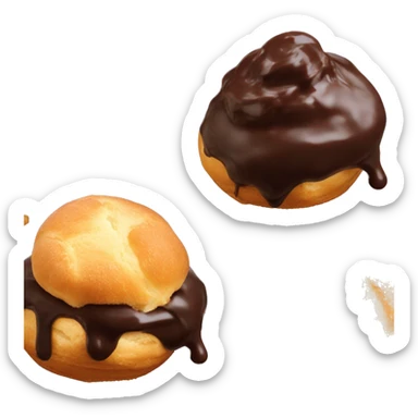 One profiterole with chocolate dip on top sticker