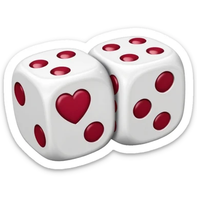 two dices in with burgundy red heart details sticker
