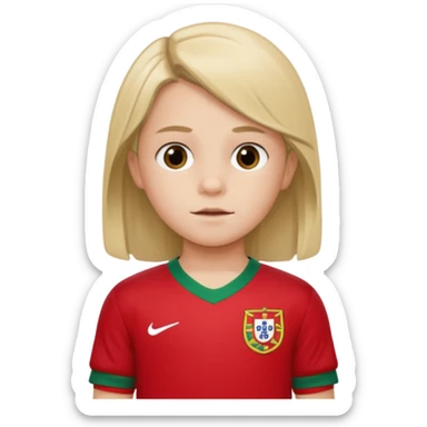 Une enfant qui a le coupe sur le coter et qui a le maillot du portugal sticker