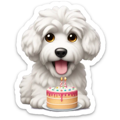 cute Coton de tuler with birthday cake sticker