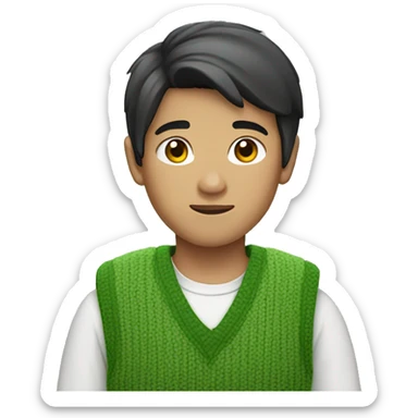 asian boy wearing green Sweater vest sticker