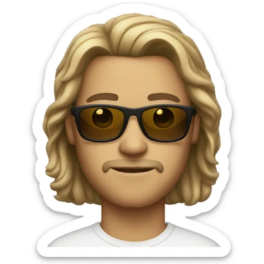 Man with middle long hair with sunglasses with light skin  sticker