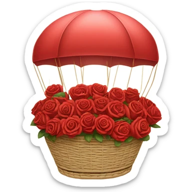red hot air balloon and beige basket with roses sticker