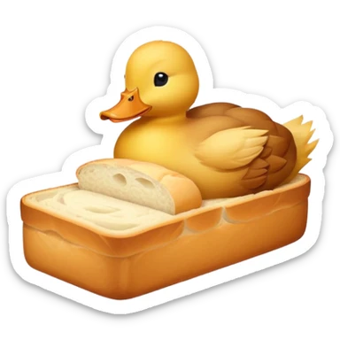 duck serving a loaf of gluten bread, no chef hat sticker