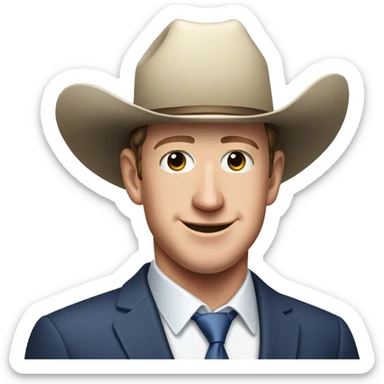 mark zuckerberg with cowboy hat and a formal blazer sticker