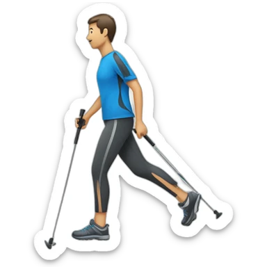 Person doing Nordic walking with high details sticker