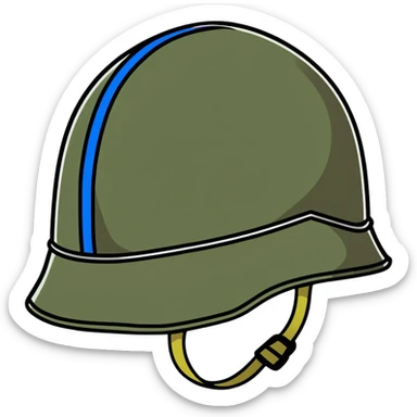 Modern Ukrainian military kevlar helmet with national blue and yellow markings sticker