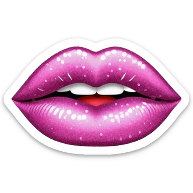 glitter pink mark of lipstick kiss sticker