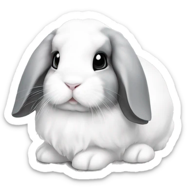 white holland lop with grey patches sticker