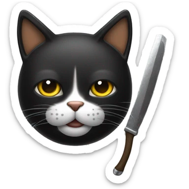Gato negro con chuchillo en la zarpa sticker