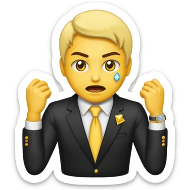 iPhone style emoji with yellow skin doing the bust down meme (diamond grill and watch) sticker