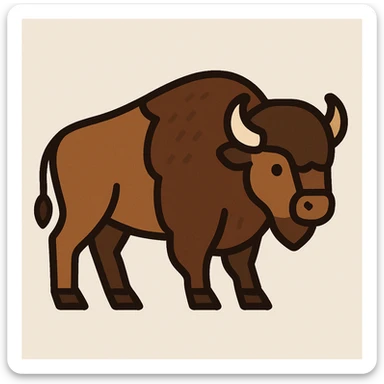 Flat design style bison sticker