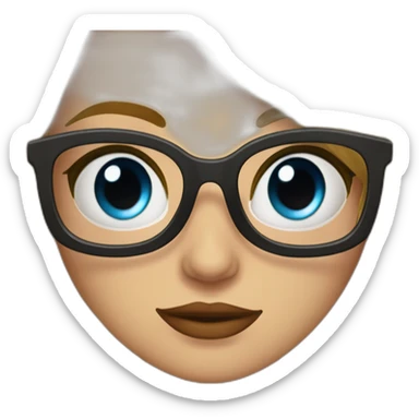 chica rubia con pelo largo ondulado, ojos azules con gafas negras y labios rojos sticker