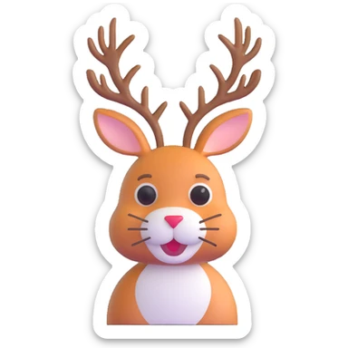 rabbit with deer antlers sticker