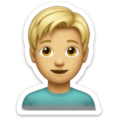13y old blond boy with hair flat straight forward  sticker