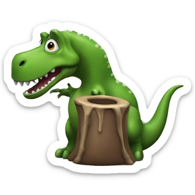 A dinosaur taking a poo sticker
