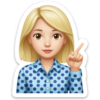 girl wearing a polka dots  shirt style, and poiting witgh her hand sticker