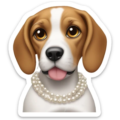 Beagle girl with a chanel pearl necklace sticker