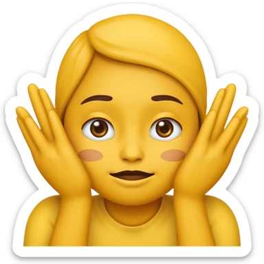 darkened yellow emoji face with hands on cheeks sticker
