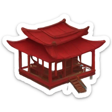 work from home overlooking red shrine in the middle of the ocean sticker
