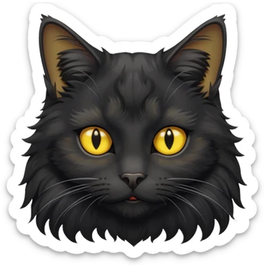 maincoon black cat with yellow eyes sticker