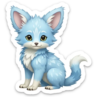 Feral Rare Fantasy cute pastel Vernid-Trico-species by LiLaiRa, markings, tufted ears, full body sticker