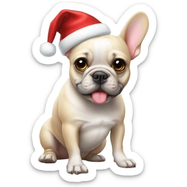 Frenchie with Christmas hat sticker
