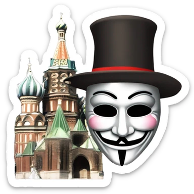 st basils cathedral next to guy fawkes mask sticker