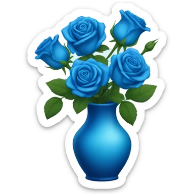 Blue roses in vase  sticker