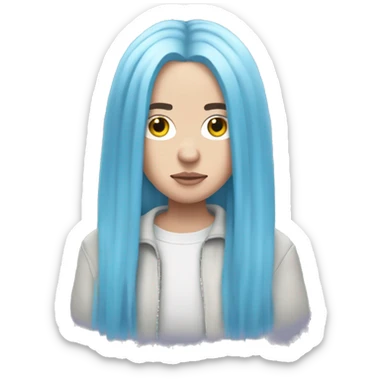 Billie eilish with her light blue hair sticker