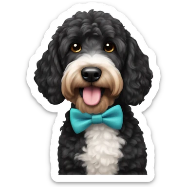Black golden doodle with bow tie sticker